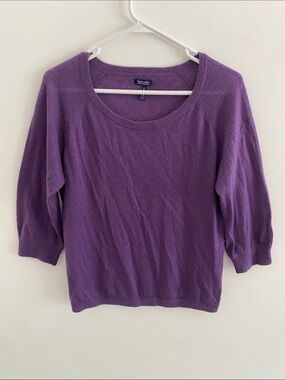 Splendid Cashmere Scoop Neck Sweater 3/4 Sleeve Pullover Purple Medium